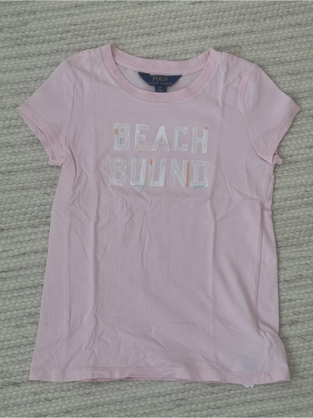 Polo Ralph Lauren Girls Pink Beach Bound Tee Top - Size 6X